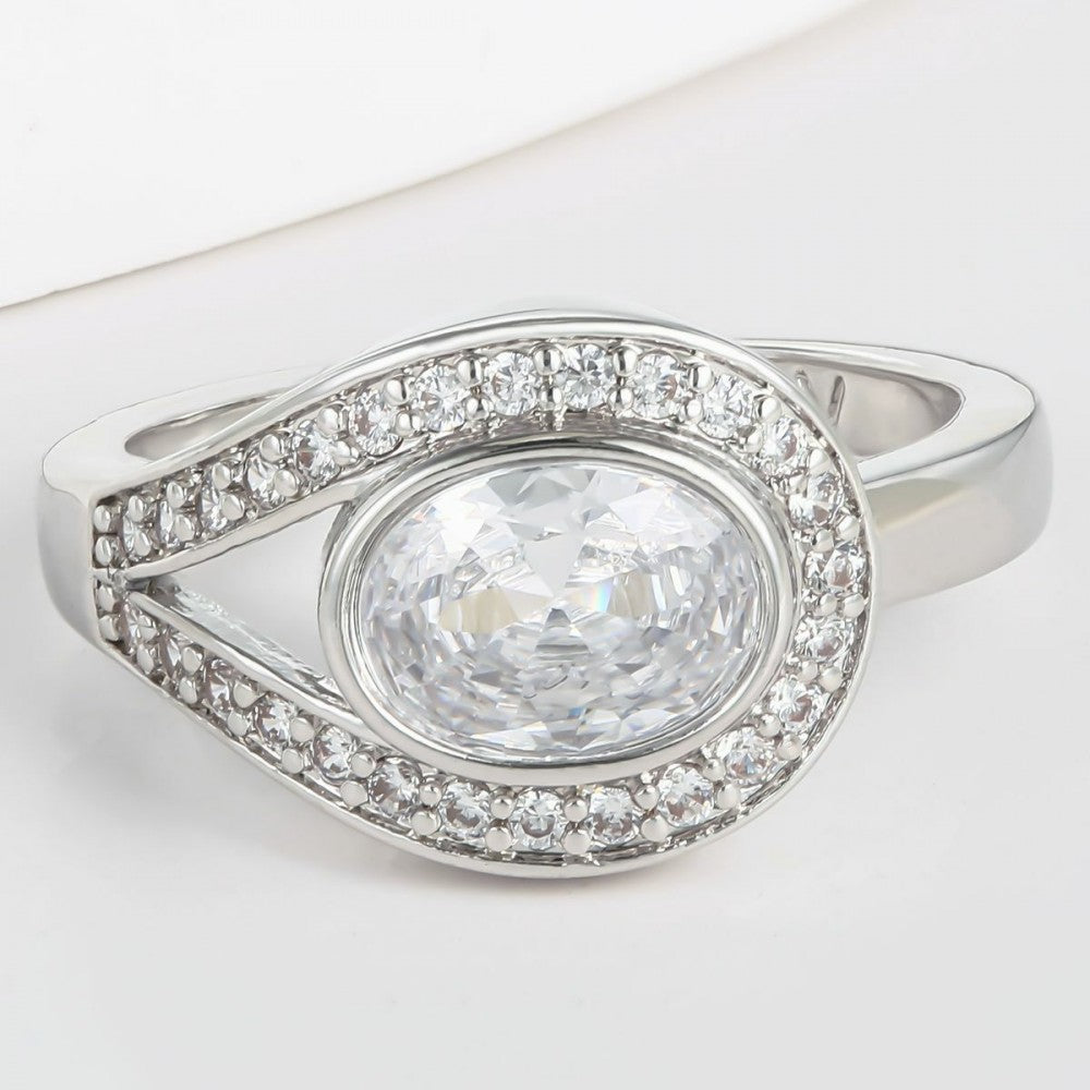 Inel din Aliaj Placat cu Aur cu Cristal Alb Emporia® 1 