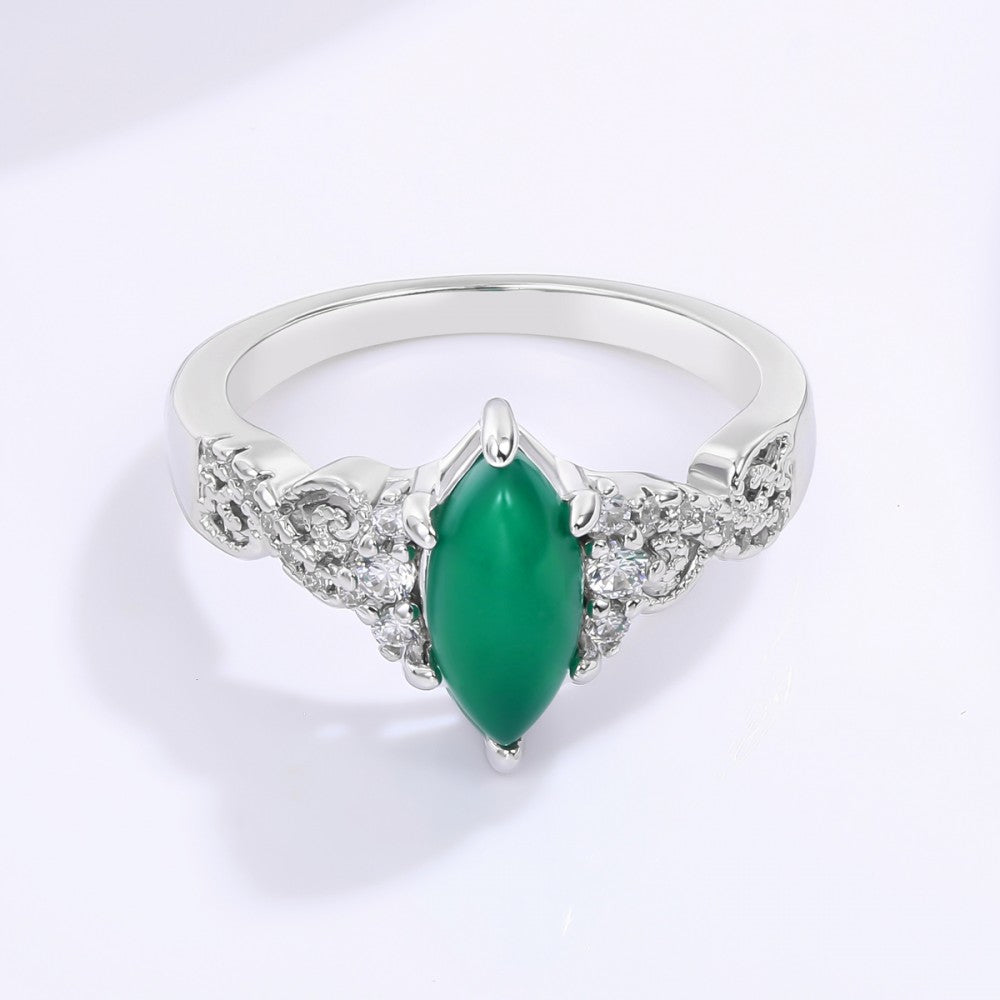 Inel din Aliaj Placat cu Aur cu Cristal Verde Emporia® 1 