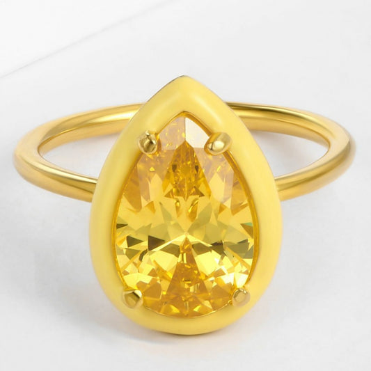 Inel din Aliaj Placat cu Aur cu Cristal Galben Emporia®