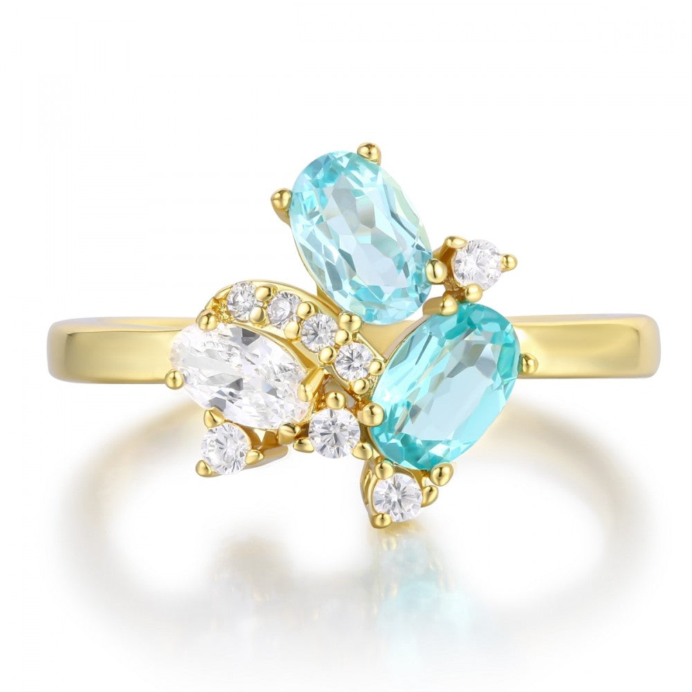 Inel din Aliaj Placat cu Aur cu Cristal Albastru Emporia®