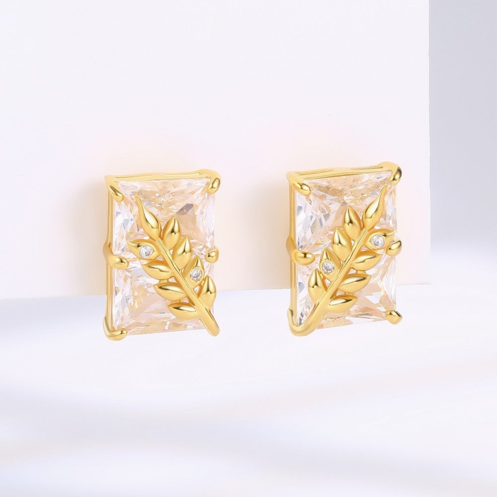 Cercei din Aliaj Placat cu Aur cu Cristal Alb Emporia® 1 