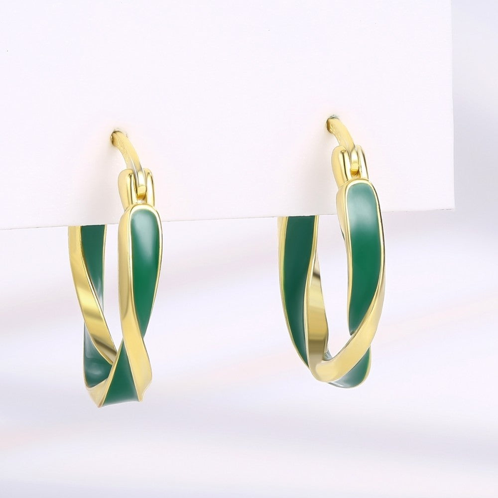 Cercei din Aliaj Placat cu Aur cu Cristal Verde Emporia® 1 