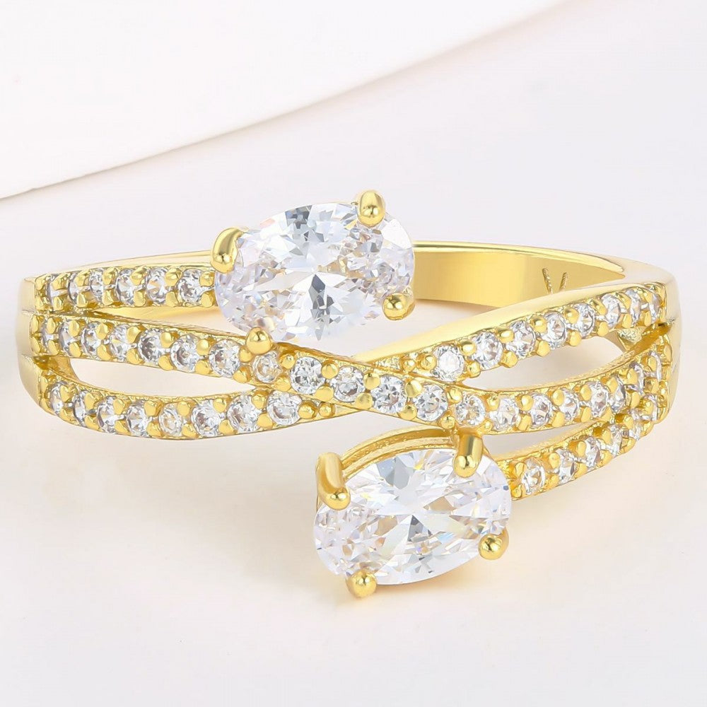 Inel din Aliaj Placat cu Aur cu Cristal Alb Emporia® 1 
