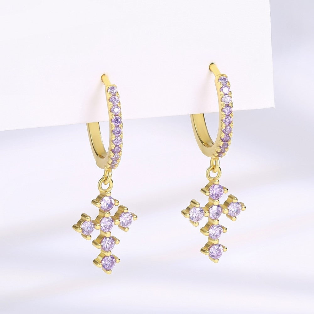 Cercei din Aliaj Placat cu Aur cu Cristal Alb Emporia® 1 
