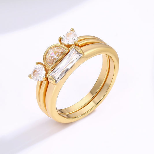 Inel din Aliaj Placat cu Aur cu Cristal Alb Emporia®