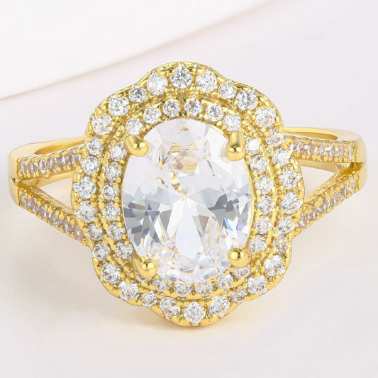 Inel din Aliaj Placat cu Aur cu Cristal Alb Emporia®