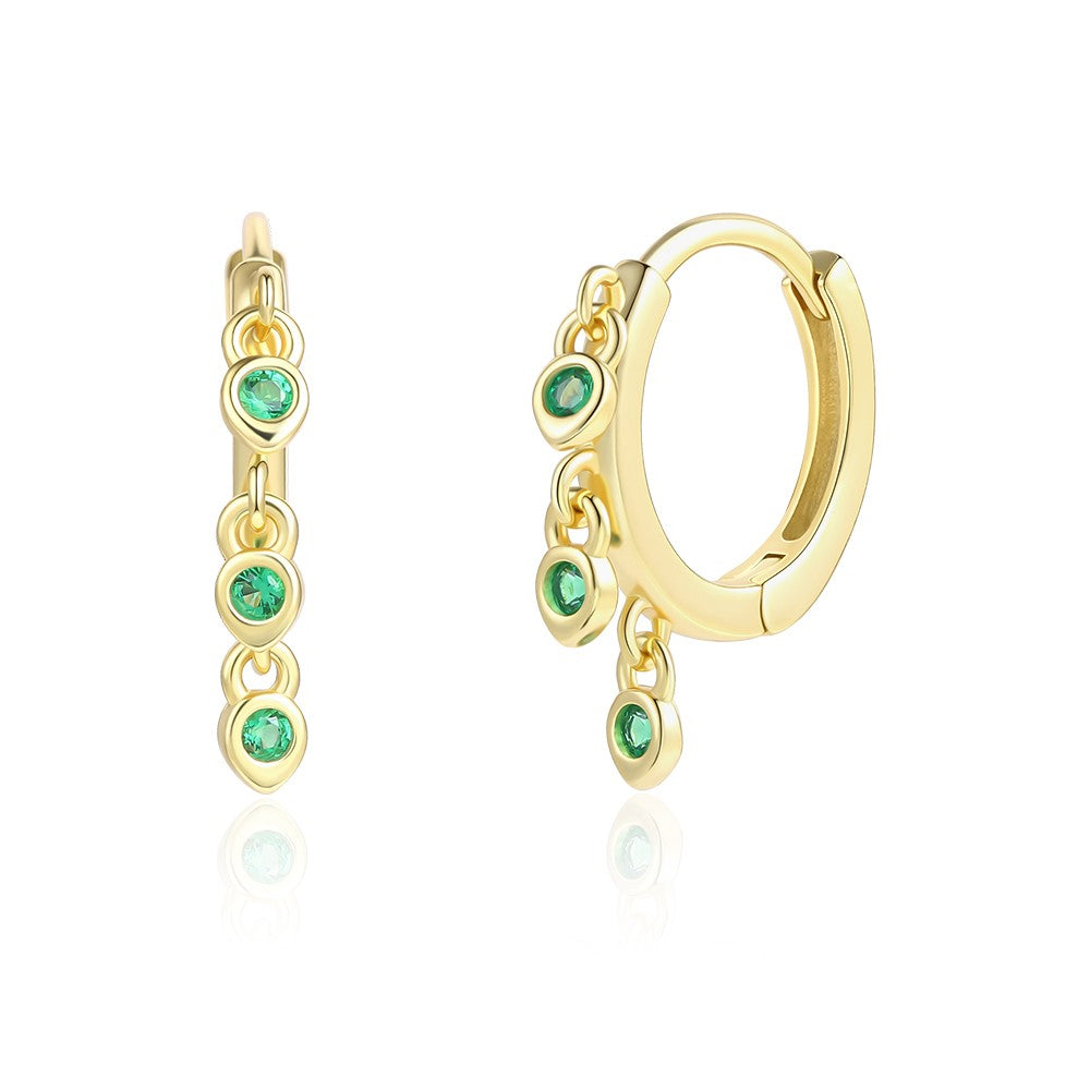 Cercei din Aliaj Placat cu Aur cu Cristal Verde Emporia® 1 