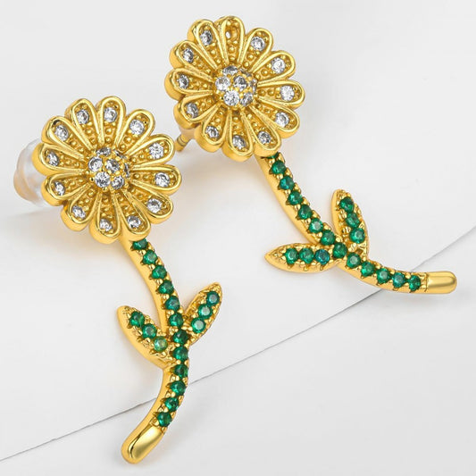 Cercei din Aliaj Placat cu Aur cu Cristal Verde Emporia®