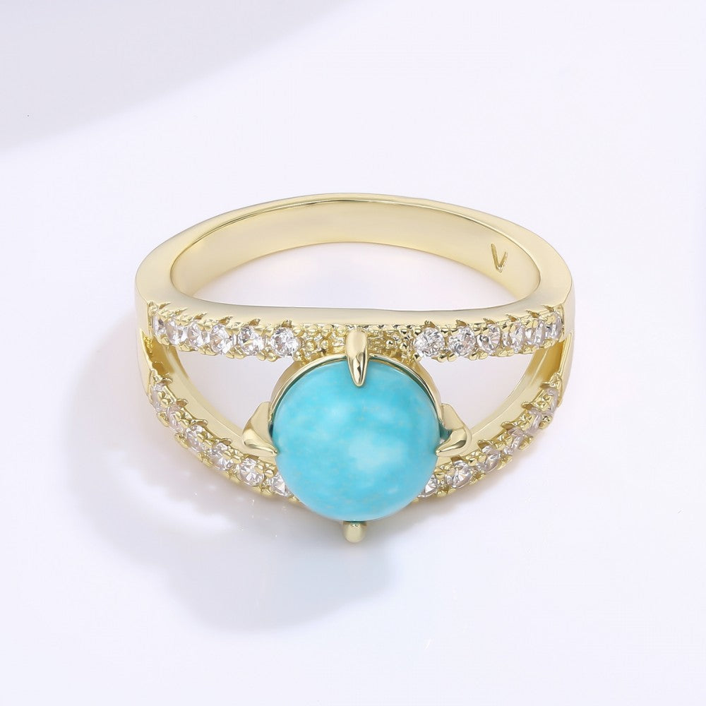Inel din Aliaj Placat cu Aur cu Cristal Albastru Emporia® 1 