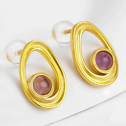 Cercei din Aliaj Placat cu Aur cu Cristal Violet Emporia®