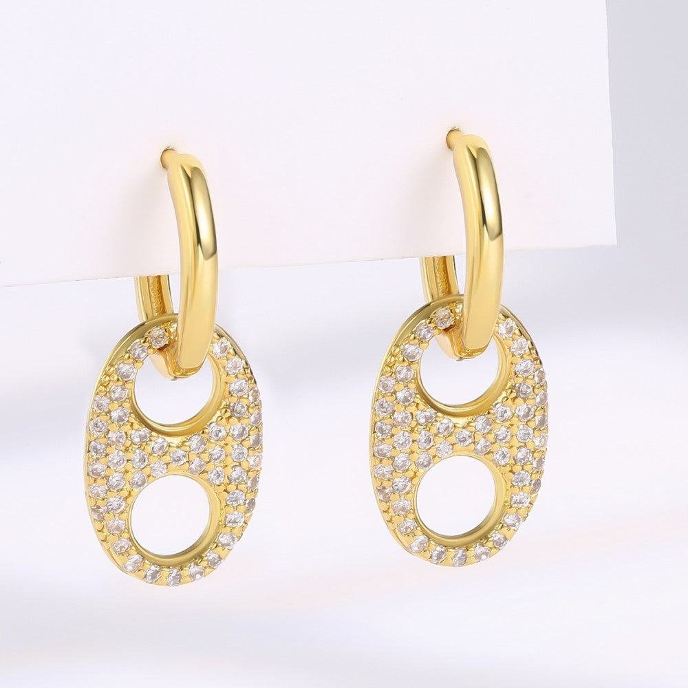 Cercei din Aliaj Placat cu Aur cu Cristal Alb Emporia® 1 