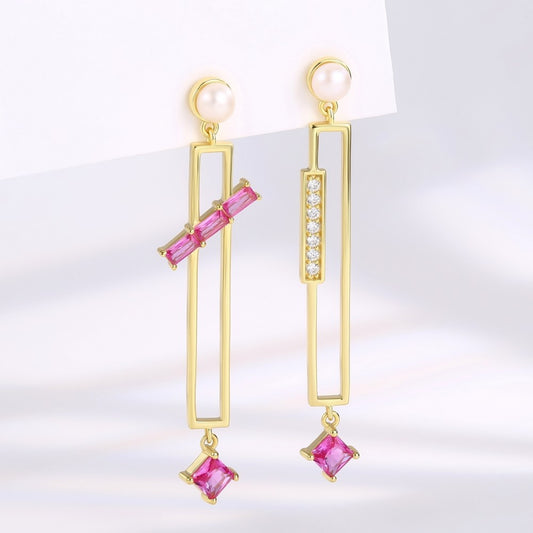 Cercei din Aliaj Placat cu Aur cu Cristal Roz Emporia®