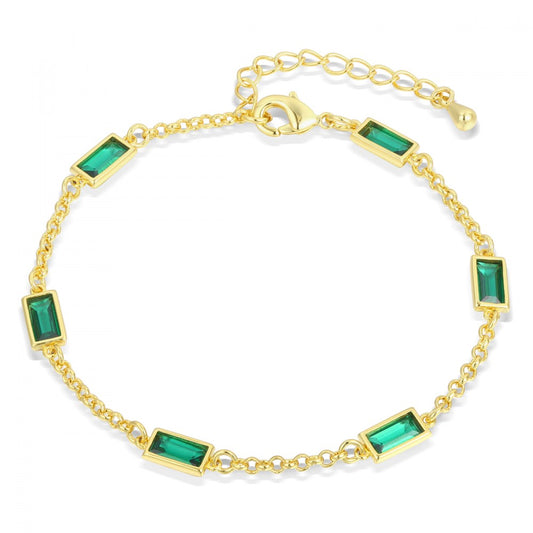Brățară din Aliaj Placat cu Aur cu Cristal Verde Emporia®