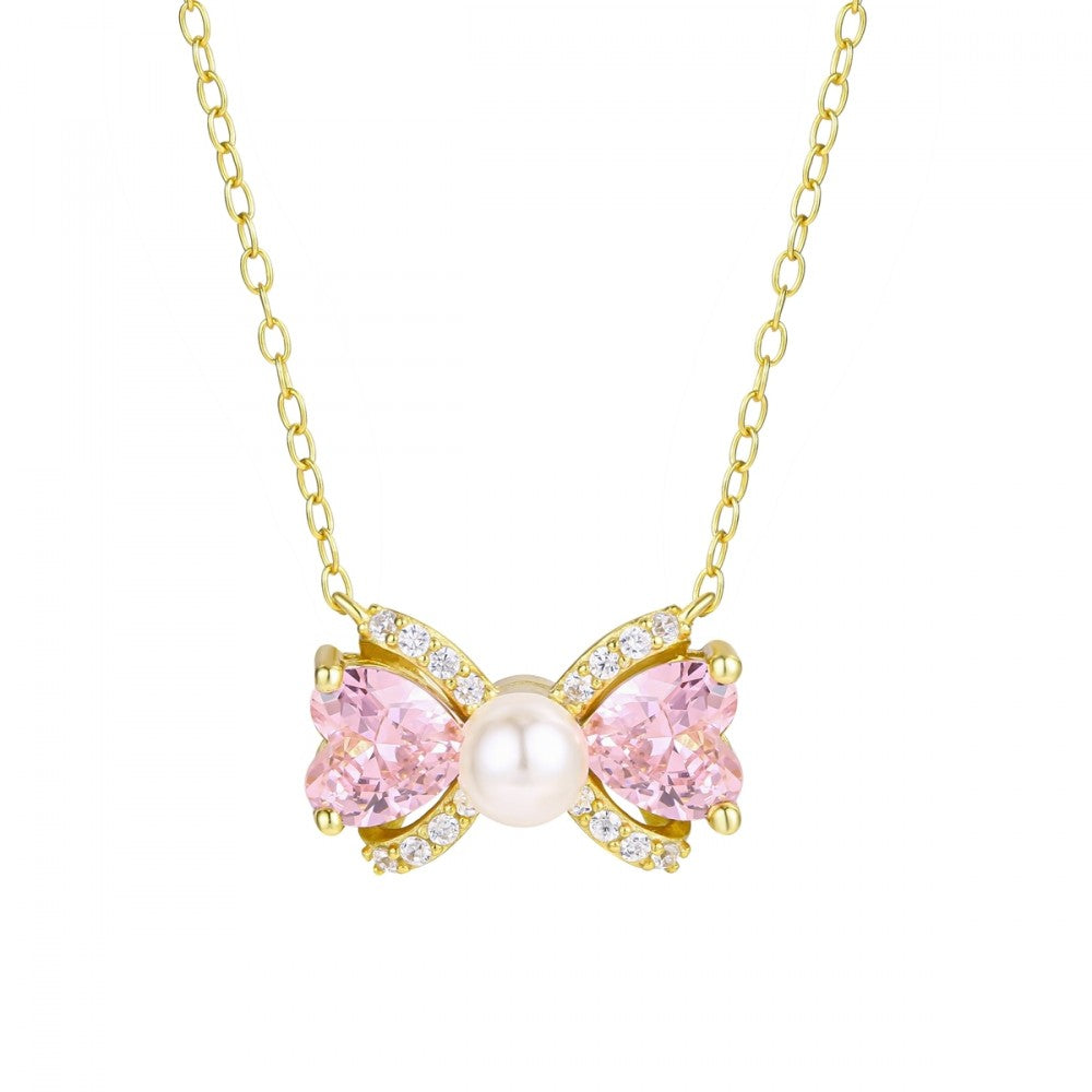 Colier din Aliaj Placat cu Aur cu Cristal Roz Emporia® 1 
