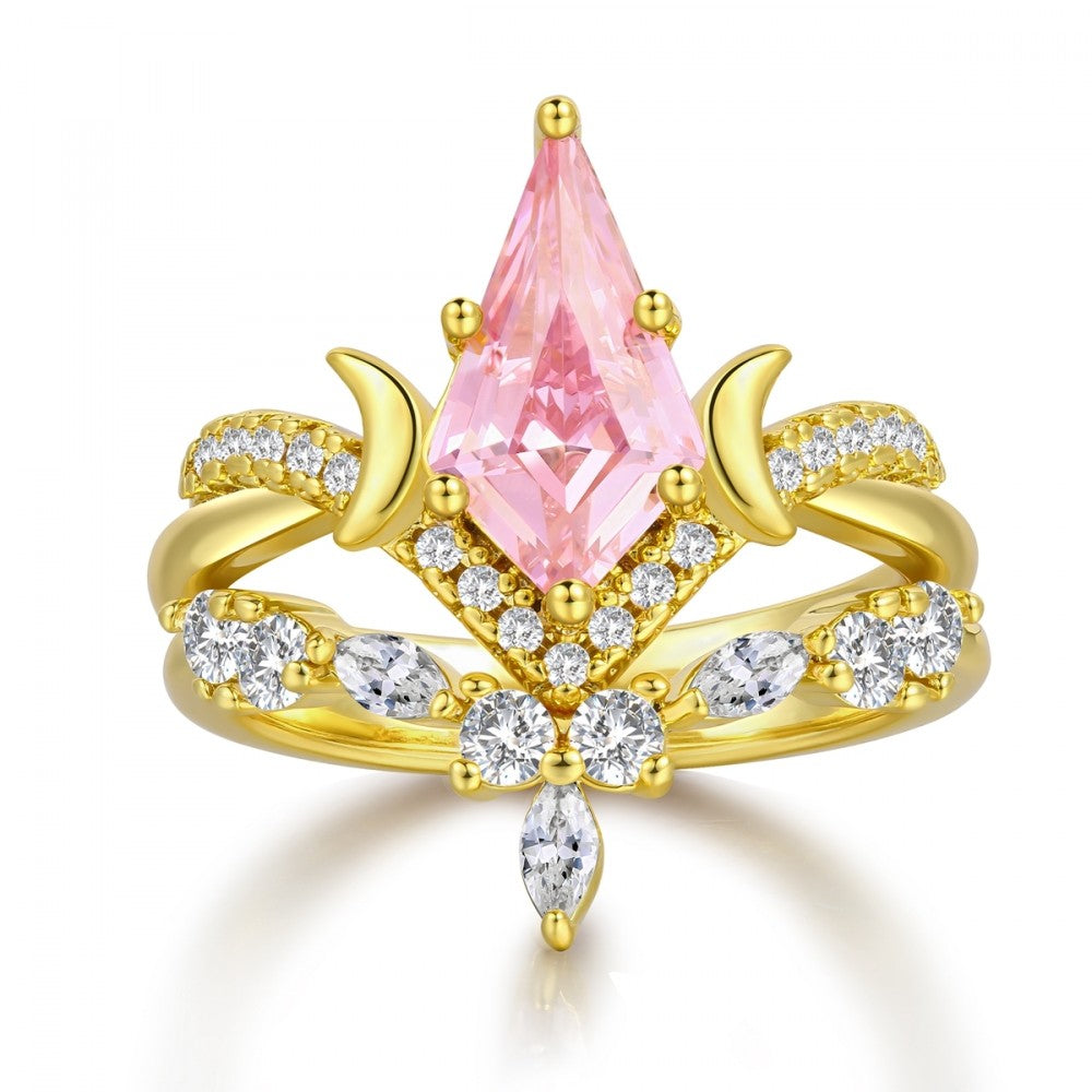 Inel din Aliaj Placat cu Aur cu Cristal Roz Emporia® 1 