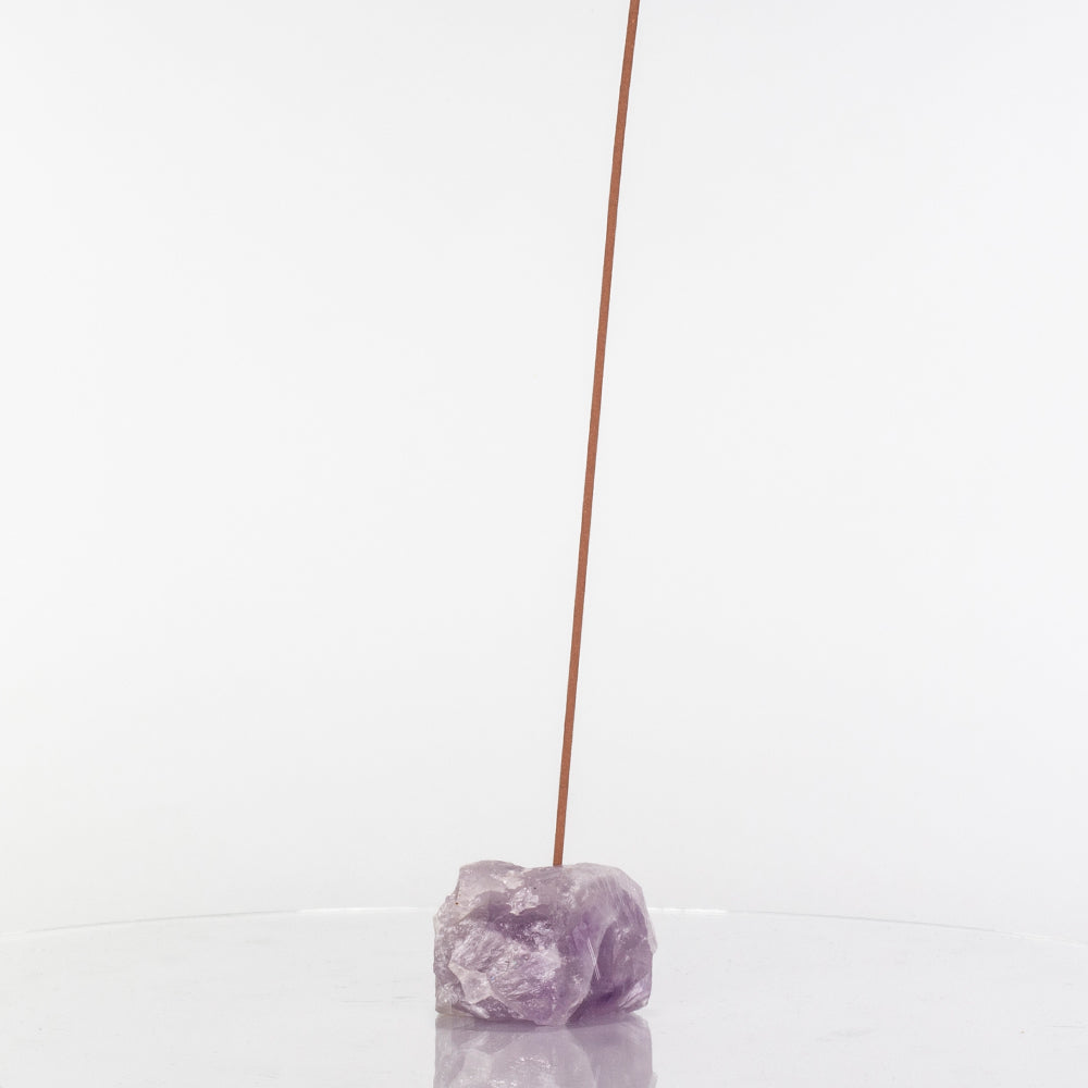 Amethyst Incense Stick Holder: Handcrafted from Natural Raw Amethyst (3–5 cm).