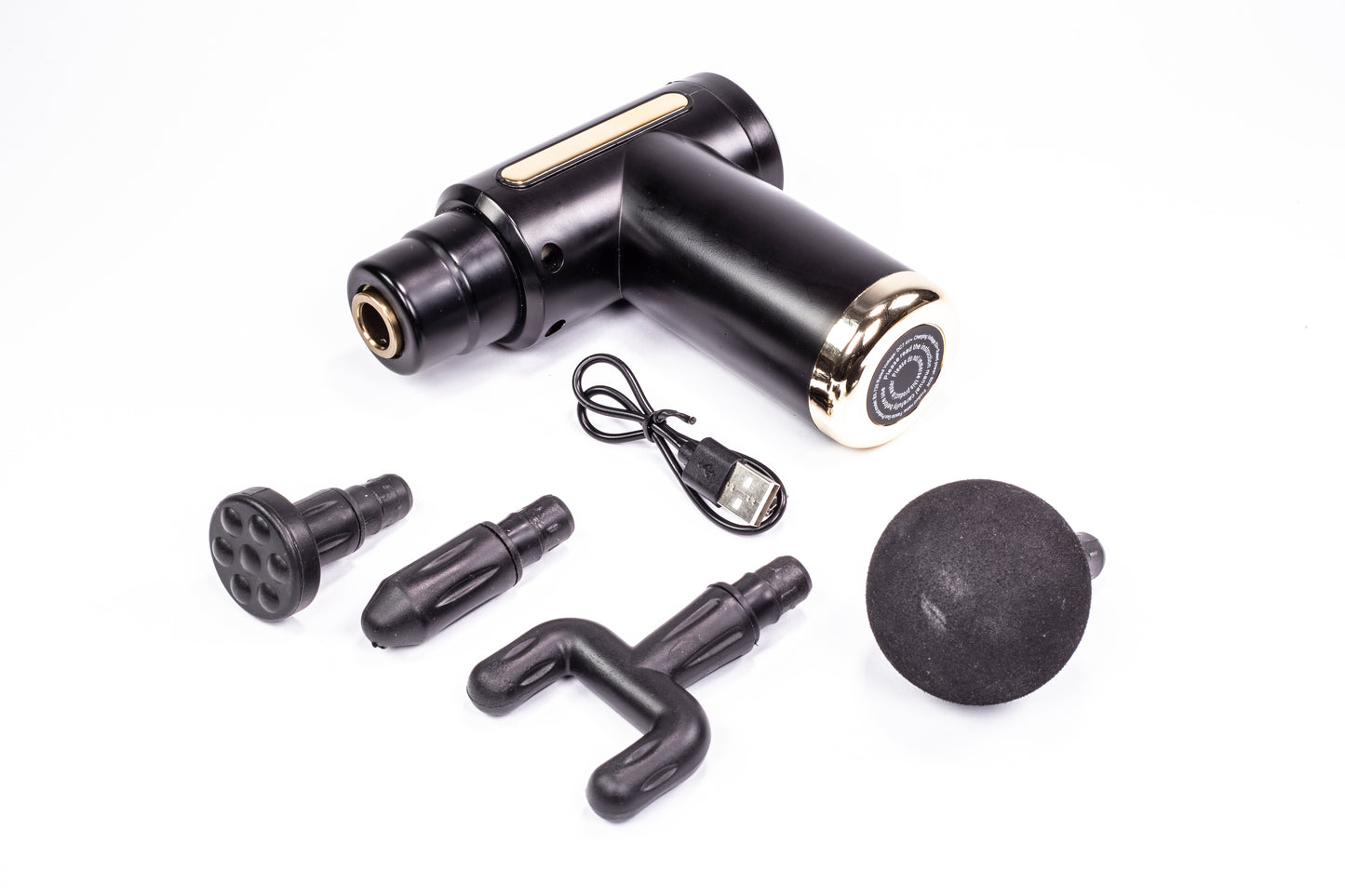 Mini Deep Tissue Massage Gun, Portable 1500mAh, 6 speed settings, 4 extra heads, black