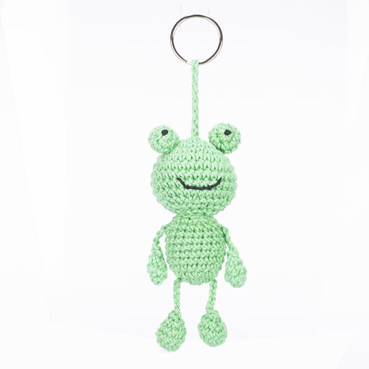 Crochet Keychain FROG, light green