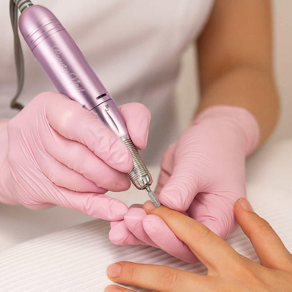 Pilă de unghii profesională Emporia Beauty cu capete interschimbabile – Roz 3 