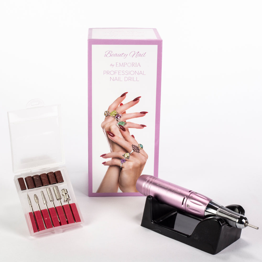Pilă de unghii profesională Emporia Beauty cu capete interschimbabile – Roz 1 