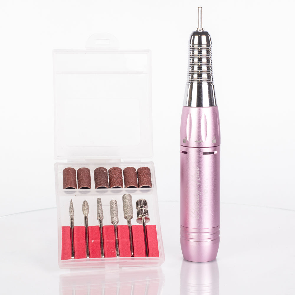 Pilă de unghii profesională Emporia Beauty cu capete interschimbabile – Roz