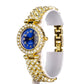 Ceas din Aliaj Placat cu Aur cu Cristal Albastru Emporia® și Cristal Alb Emporia® ( Colier+Cercei+Brățară )