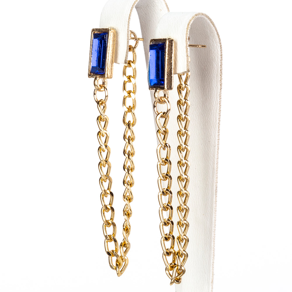 Ceas din Aliaj Placat cu Aur cu Cristal Albastru Emporia® și Cristal Alb Emporia® ( Colier+Cercei+Brățară ) 8 