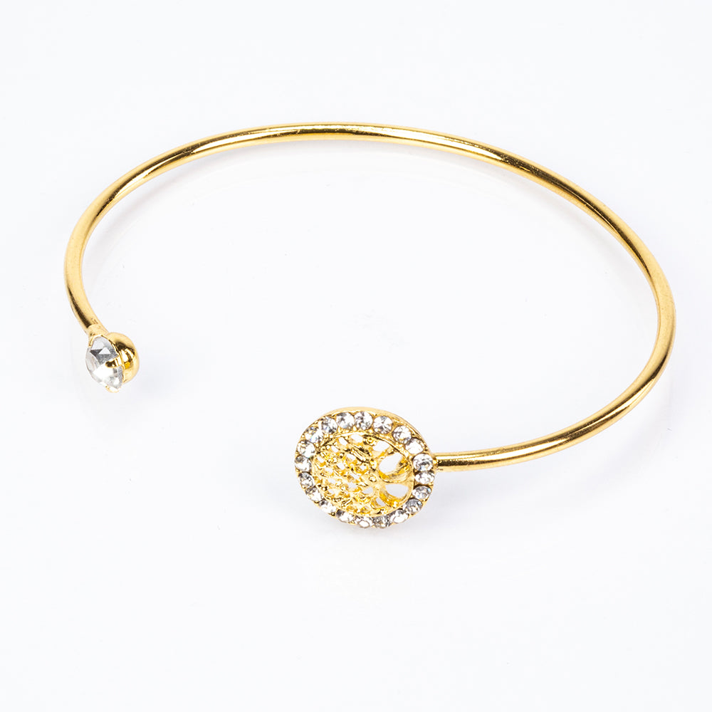 Ceas din Aliaj Placat cu Aur cu Cristal Alb Emporia® ( Colier+Cercei+Brățară+Pandantiv ) 11 