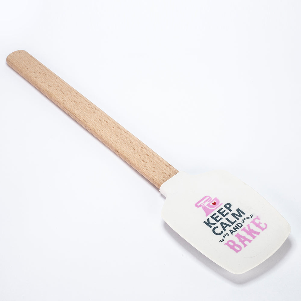 Spatulă  "Keep Calm and Bake" cu mâner din lemn și capăt dreptunghiular 2 