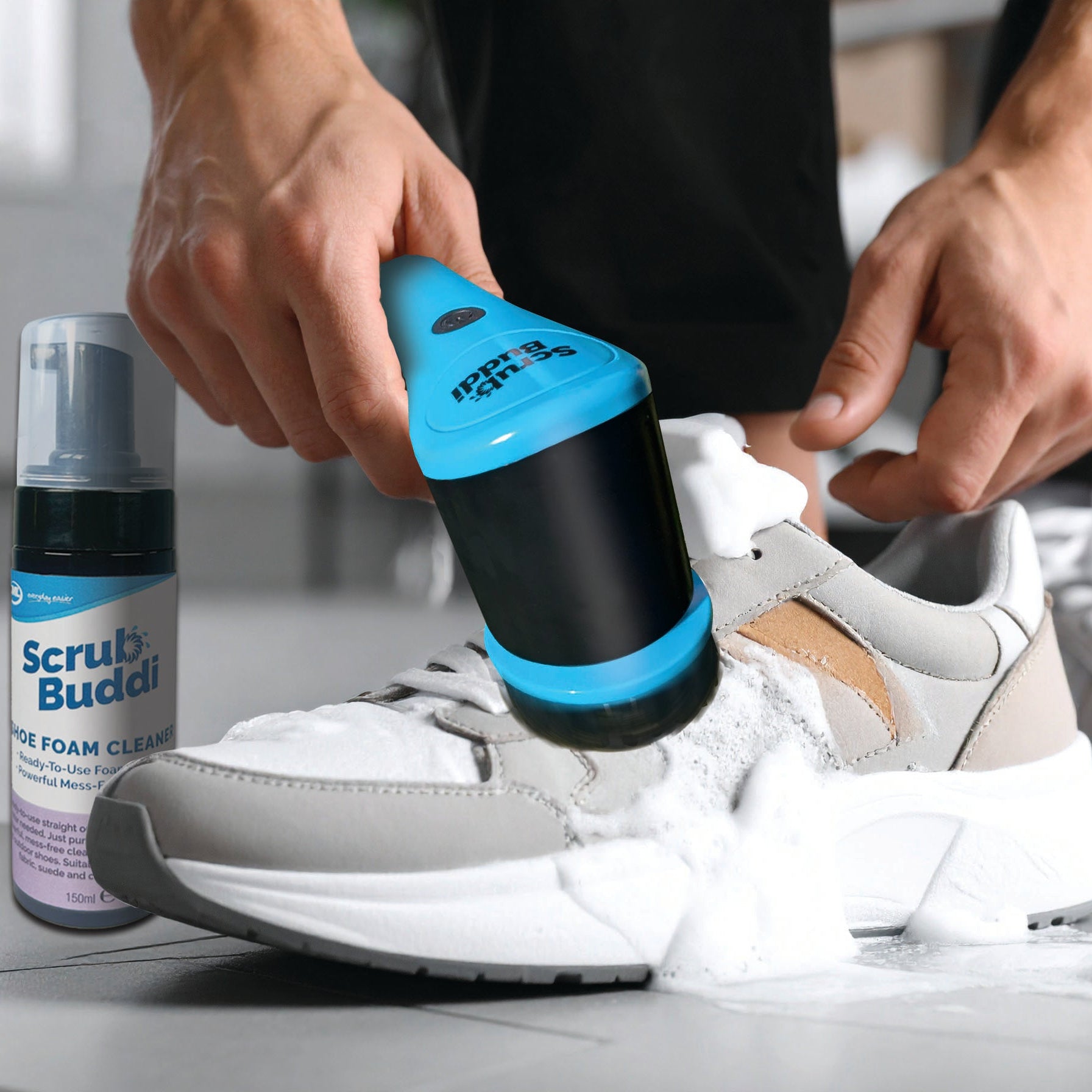 Scrub Buddi – aparat electric pentru curățarea încălțămintei, cu 3 capete interschimbabile 1 