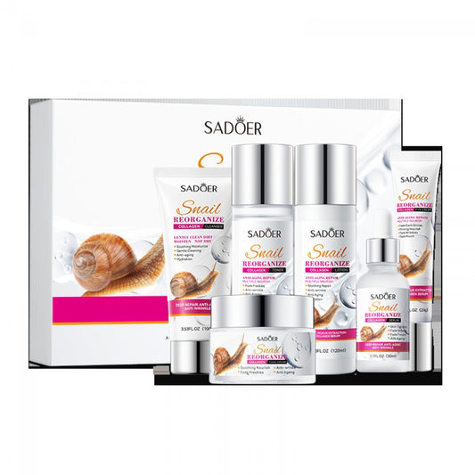Set facial cu mucus de melc și colagen – 6 piese SADOER