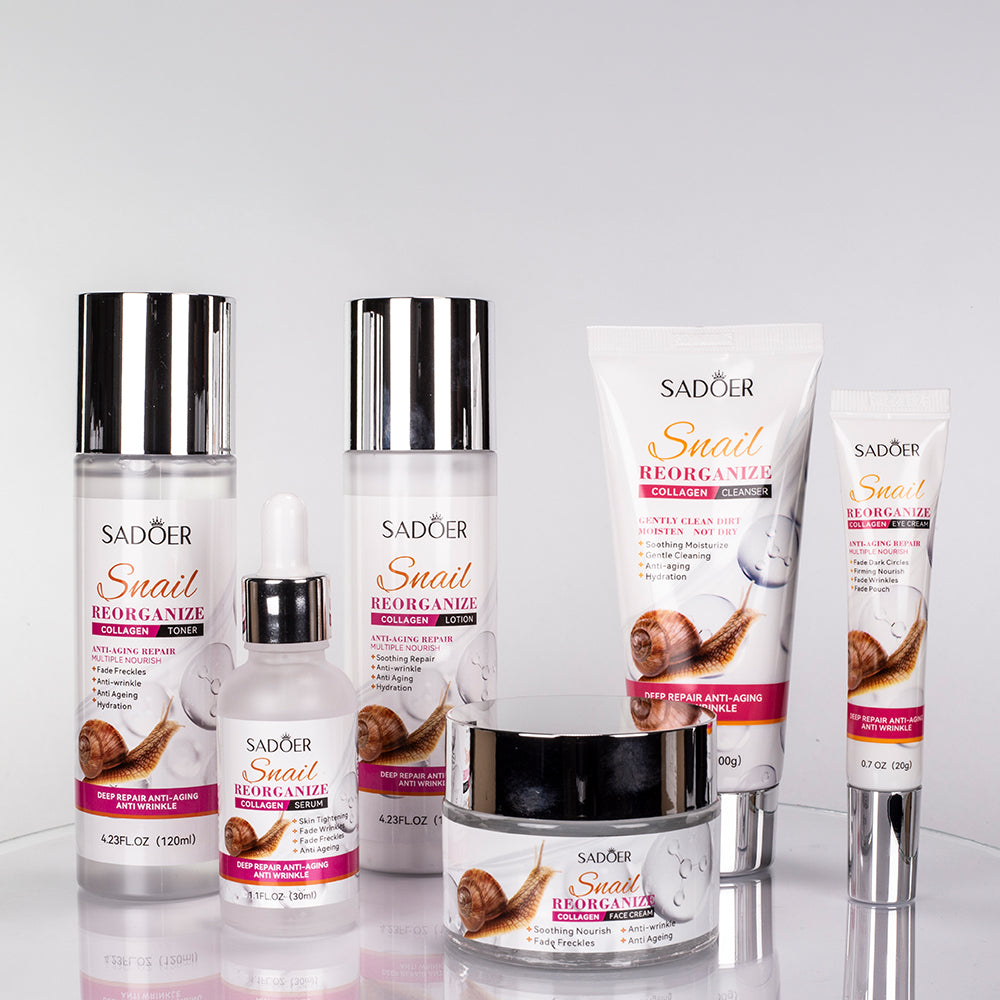 Set facial cu mucus de melc și colagen – 6 piese SADOER 1 