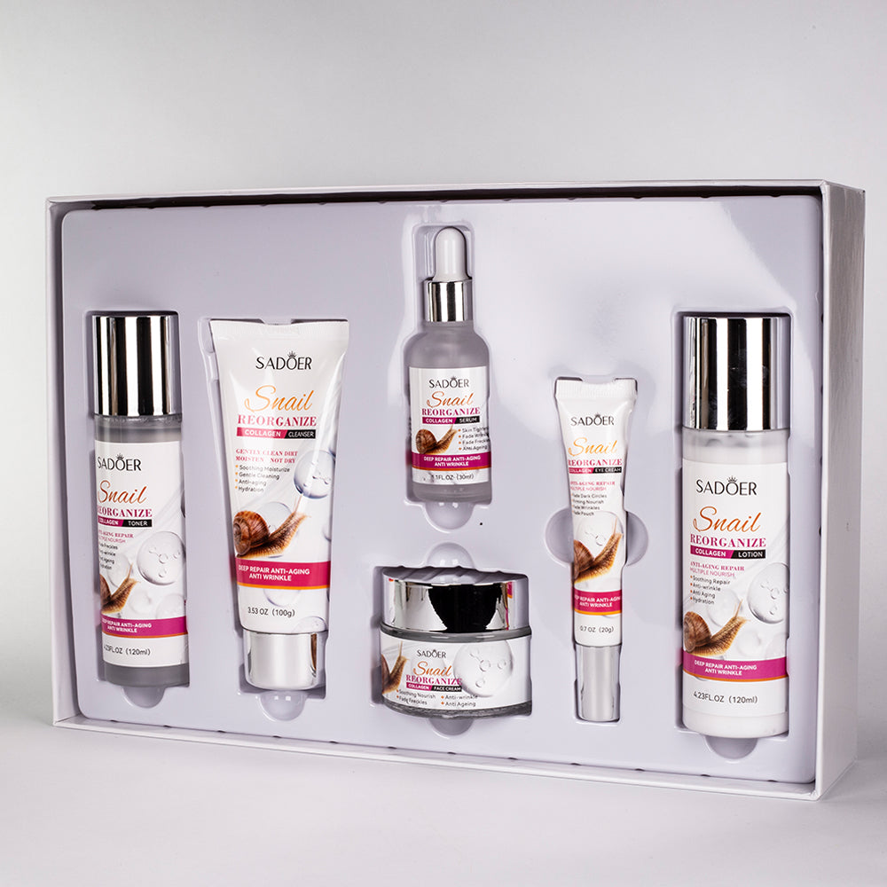 Set facial cu mucus de melc și colagen – 6 piese SADOER 11 