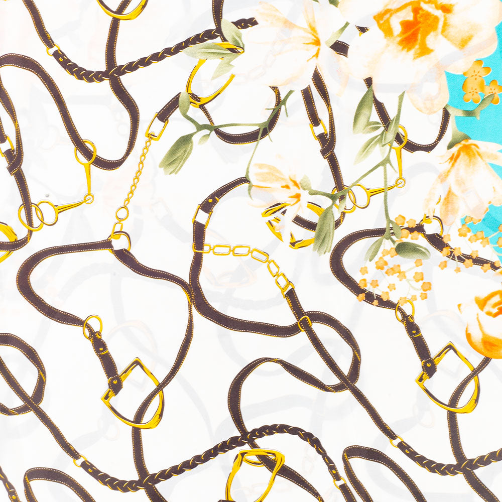 Eșarfă „Îmbrățișare florală”, 85 x 180 cm, bleu deschis, 100% mătase vegană 2 