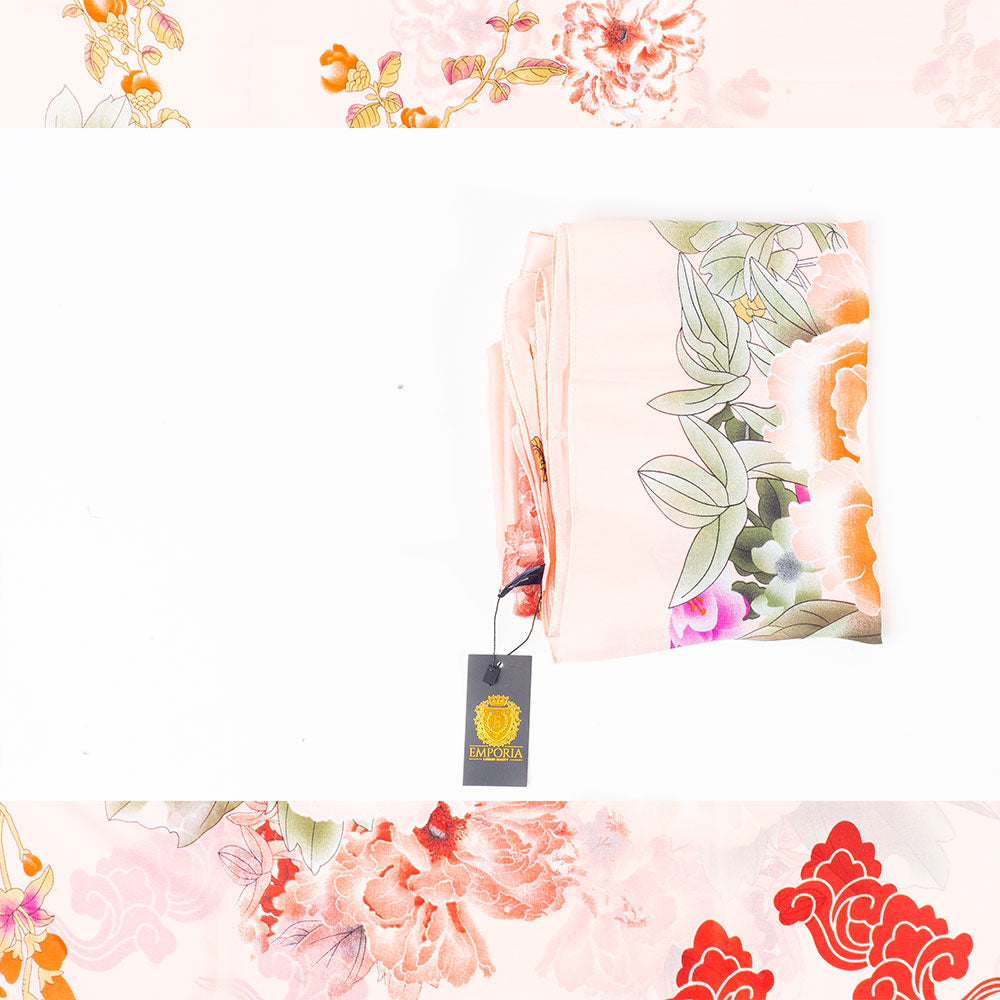 Eșarfă „Moștenirea Haitang”, 85 x 180 cm, roz, 100% mătase vegană