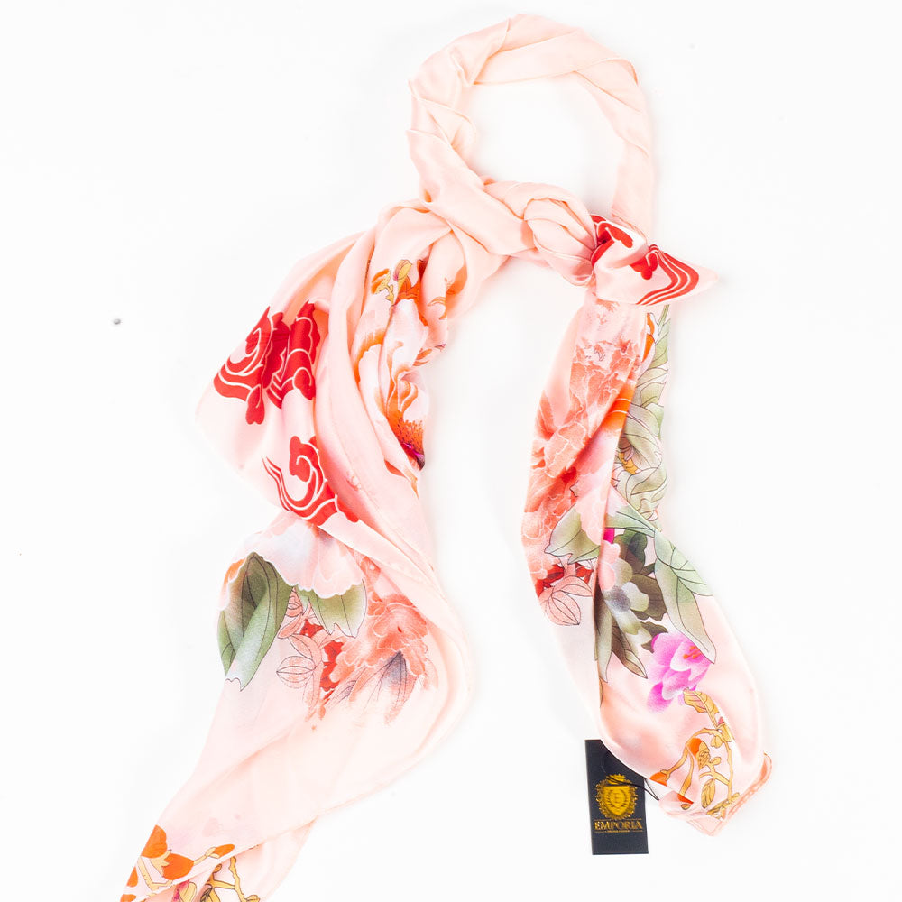Eșarfă „Moștenirea Haitang”, 85 x 180 cm, roz, 100% mătase vegană 5 