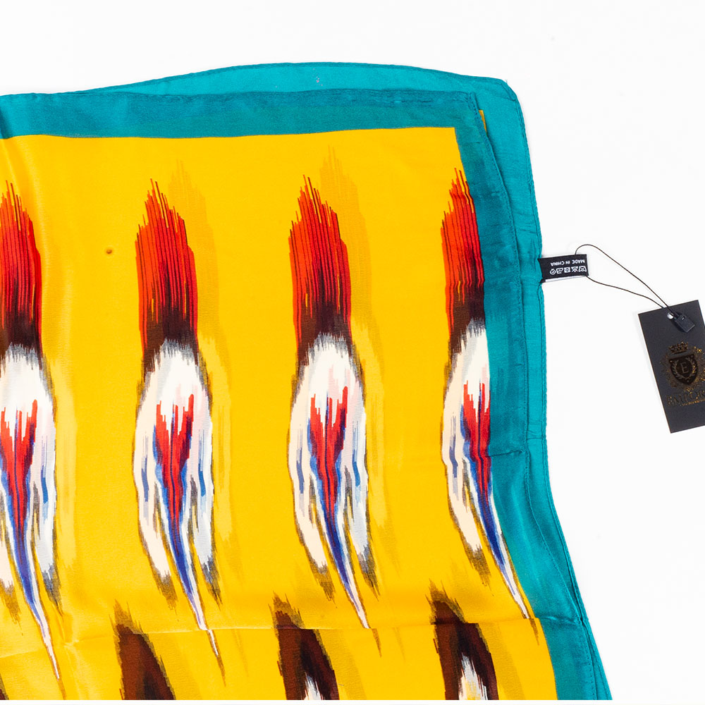 Eșarfă „Prisma Păunului”, 85 x 180 cm, portocalie, 100% mătase vegană 4 