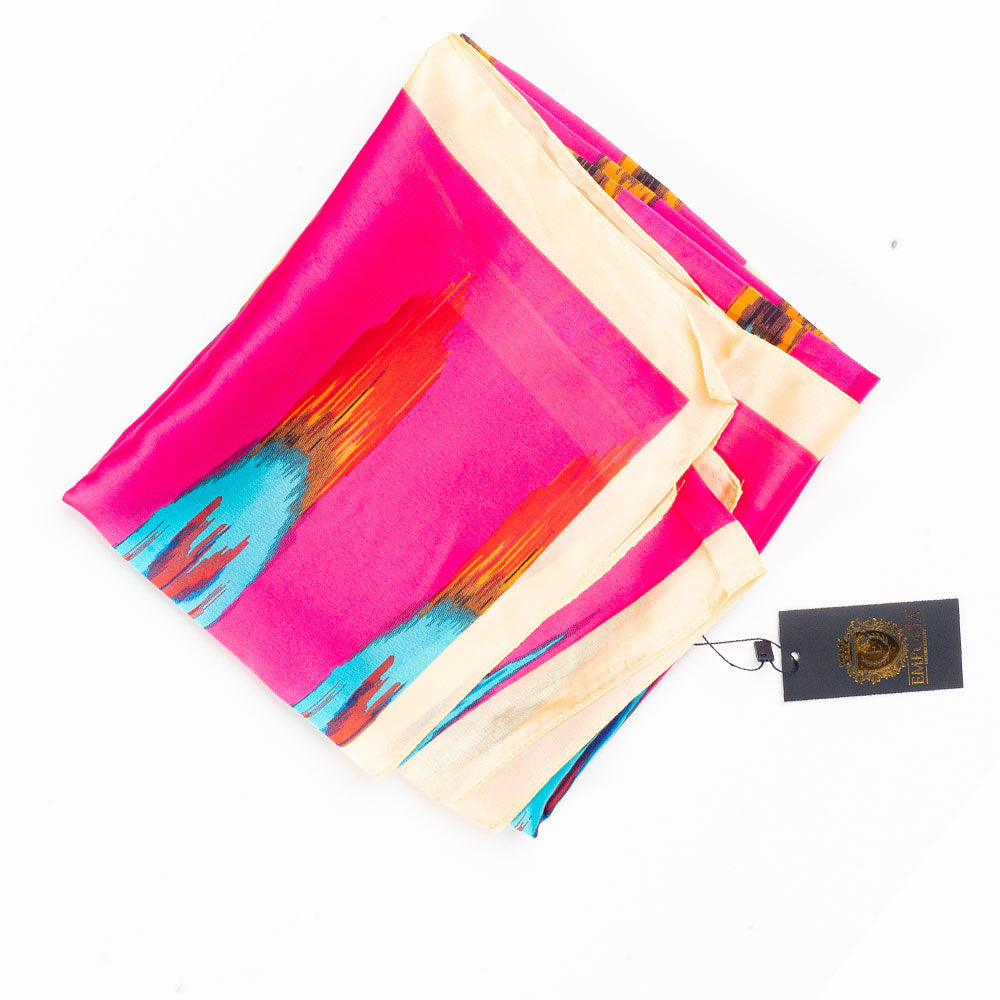 Eșarfă „Prisma Păunului”, 85 x 180 cm, roz, 100% mătase vegană 1 