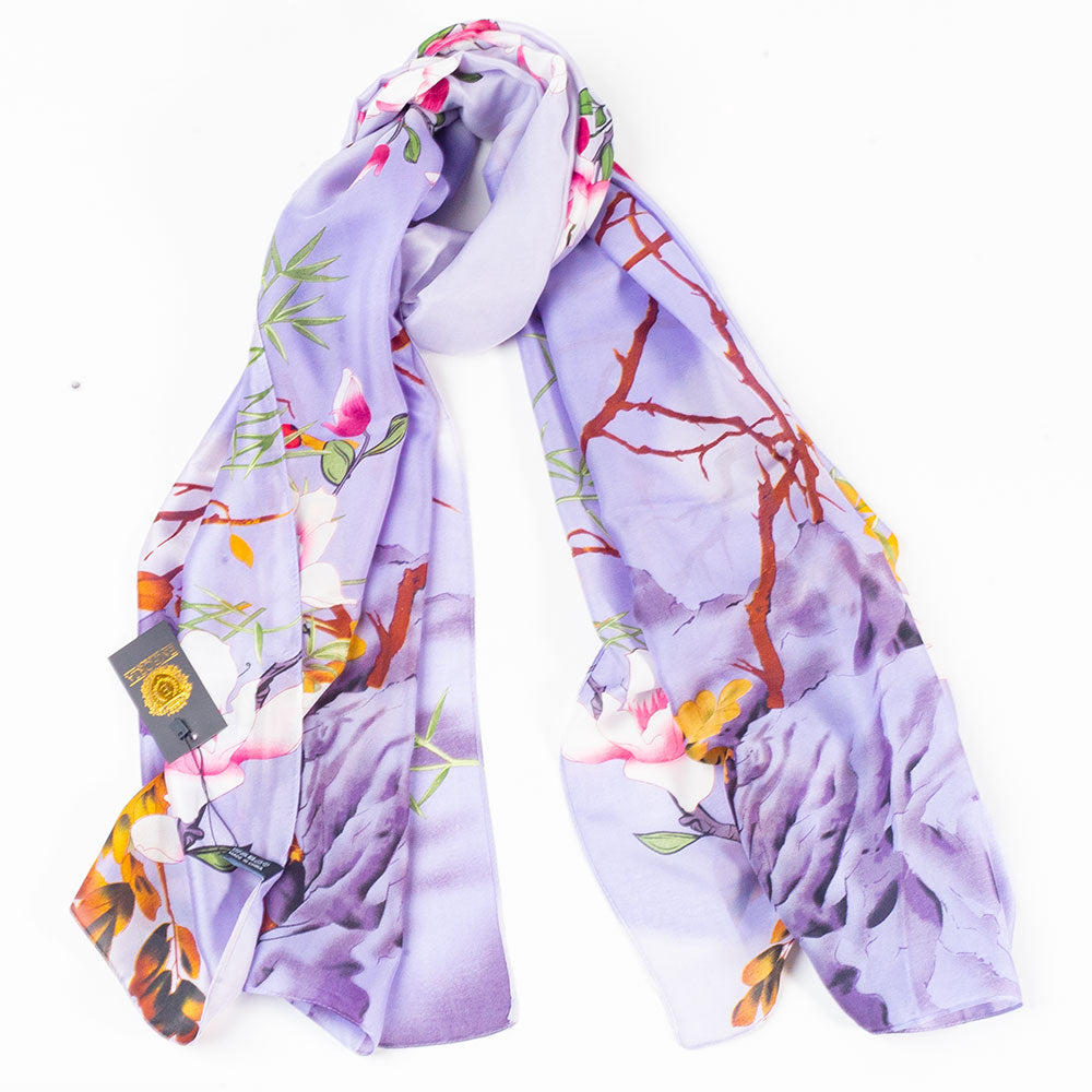 Eșarfă „Răsplata Edenului”, 85 x 180 cm, violet, 100% mătase vegană