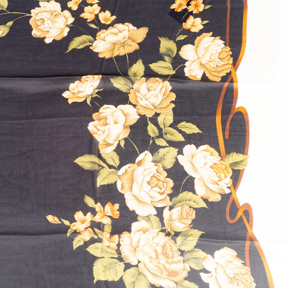 Eșarfă „Pânză & Flori”, 85 x 180 cm, negru, 100% mătase vegană 3 