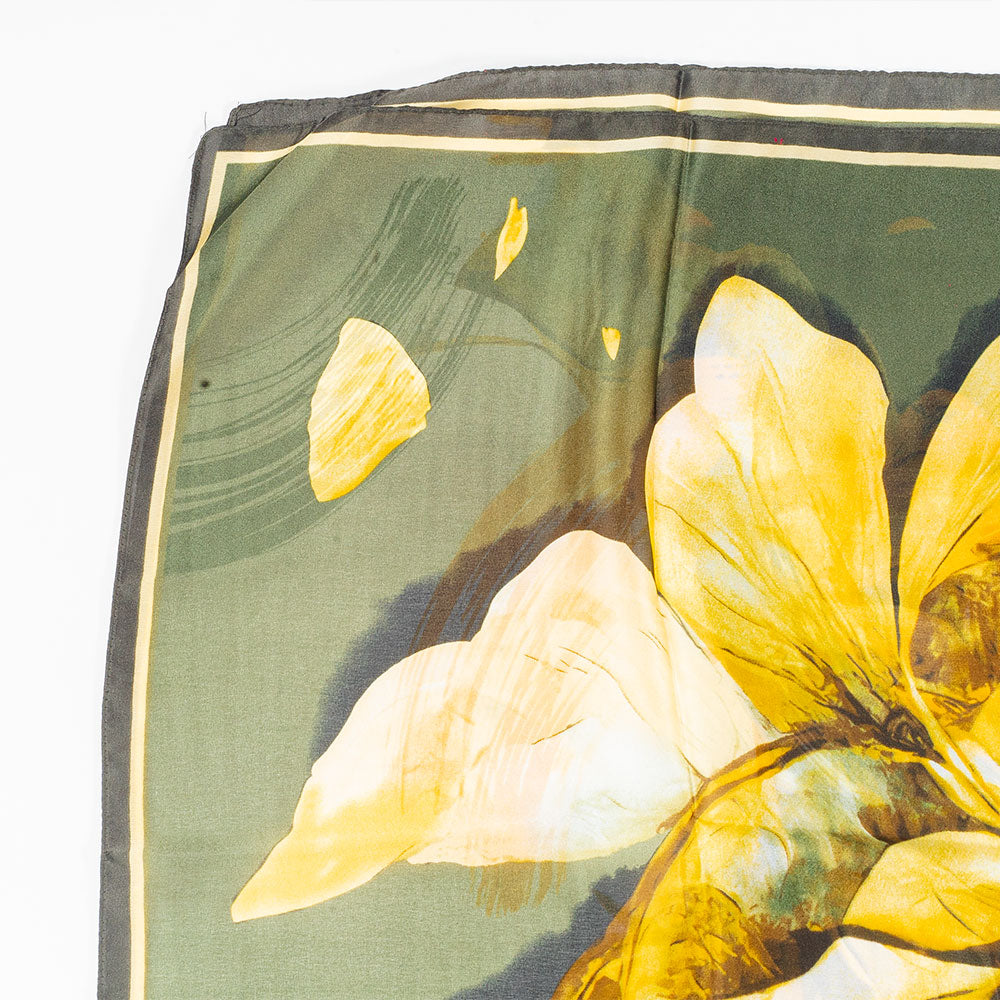 Eșarfă „Impresia Crinilor”, 85 x 180 cm, verde, 100% mătase vegană 3 