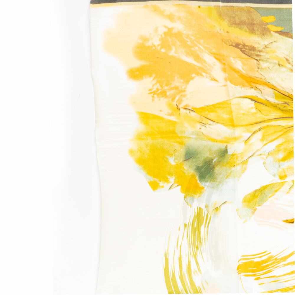 Eșarfă „Impresia Crinilor”, 85 x 180 cm, verde, 100% mătase vegană 2 