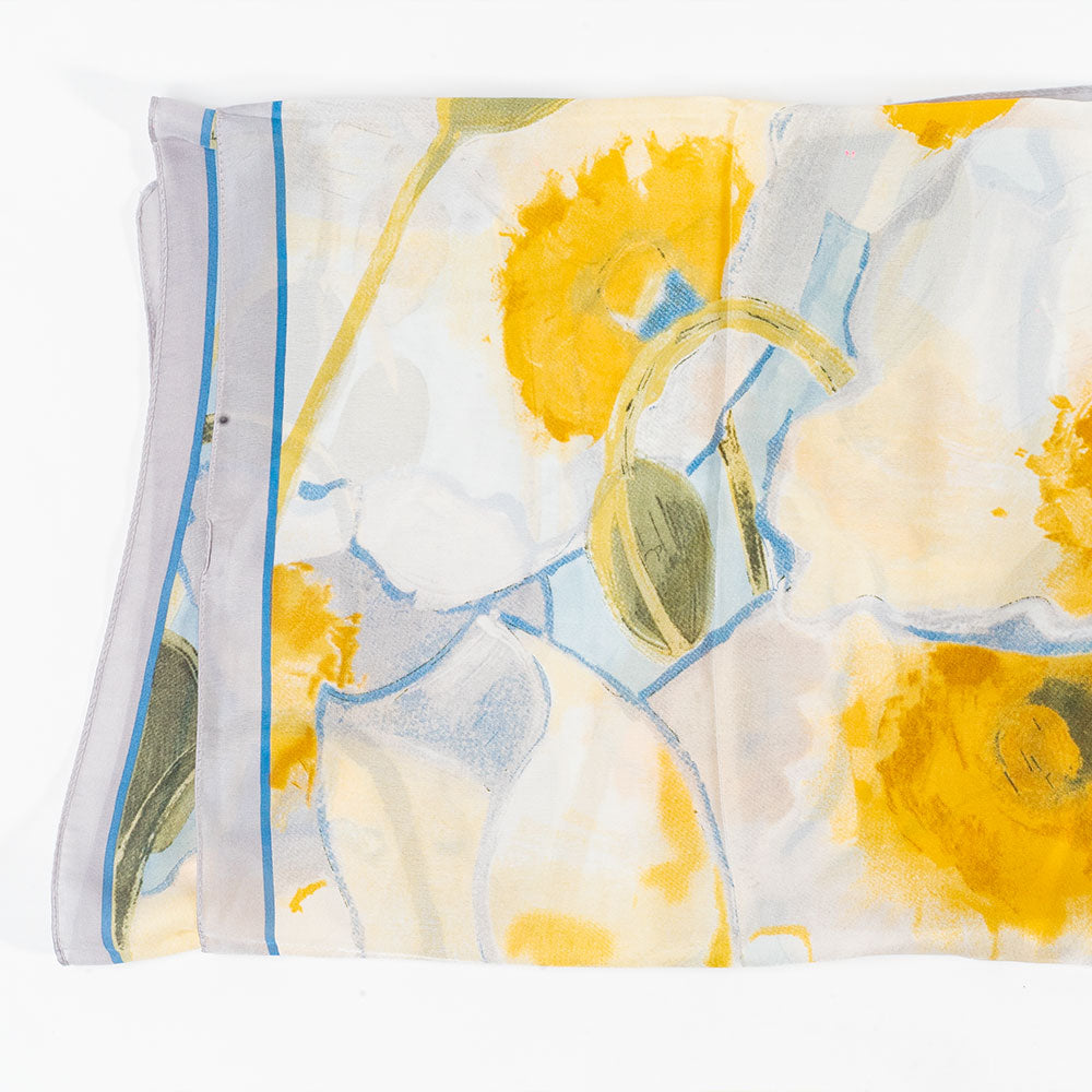 Eșarfă „Grădina Luminată”, 85 x 180 cm, bleu deschis, 100% mătase vegană 3 