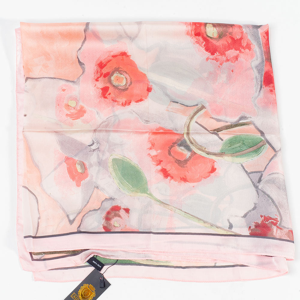 Eșarfă „Grădina Luminată”, 85 x 180 cm, roz, 100% mătase vegană 1 