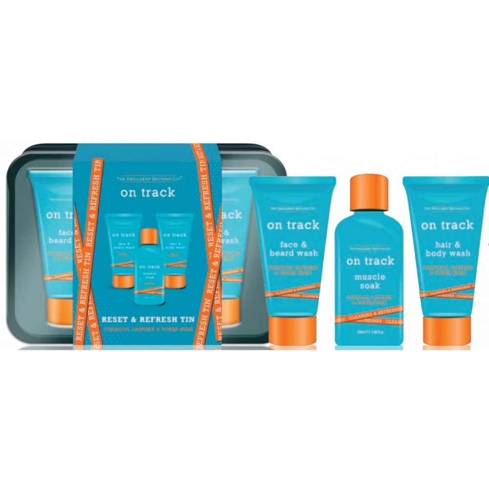 On Track Reset & Refresh – Set cadou pentru baie și îngrijirea corpului destinat bărbaților, cu parfum de tutun, piele și boabe de tonka 1 