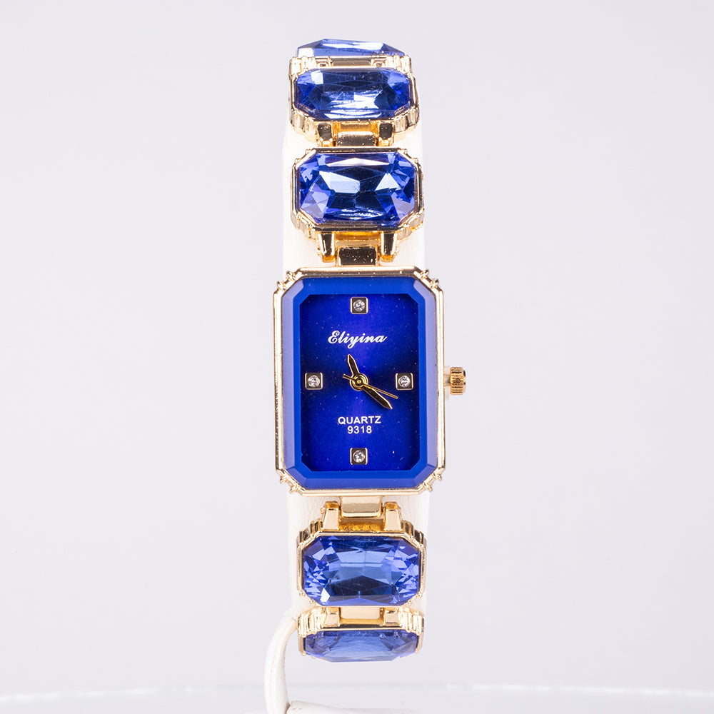Ceas din Aliaj Placat cu Aur ( 200 grame ) cu Cristal Albastru Emporia®
