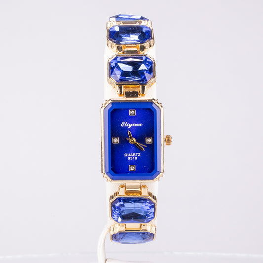 Ceas din Aliaj Placat cu Aur ( 200 grame ) cu Cristal Albastru Emporia®