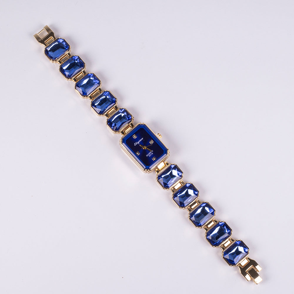 Ceas din Aliaj Placat cu Aur ( 200 grame ) cu Cristal Albastru Emporia® 5 