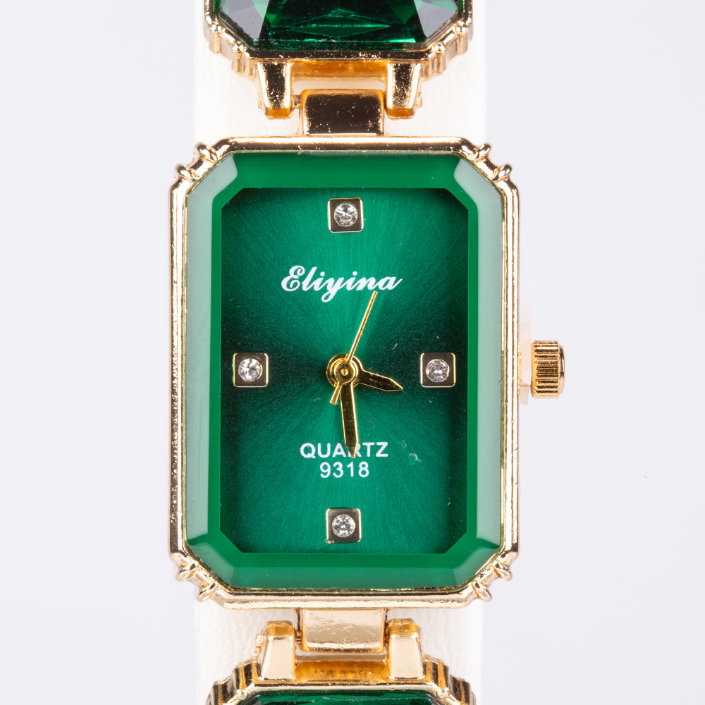 Ceas din Aliaj Placat cu Aur ( 200 grame ) cu Cristal Verde Emporia® 3 