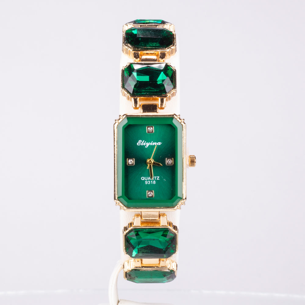 Ceas din Aliaj Placat cu Aur ( 200 grame ) cu Cristal Verde Emporia® 4 